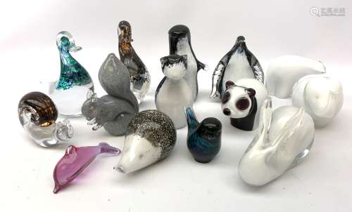 A collection of fourteen glass Wedgwood, to include two ducks, bird, penguin, elephant, rabbit, pan