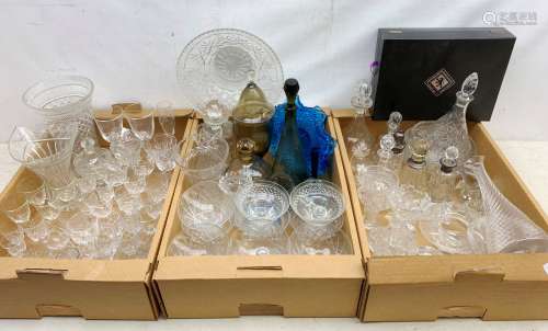 A large quantity of assorted glassware, to include Stewart drinking glasses, two silver mounted bot