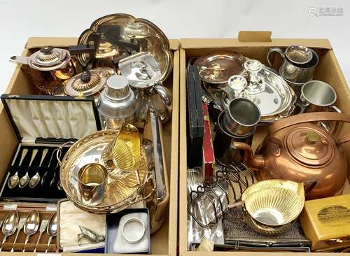 A group of silver plate, to include tea pot, hot water pot, twin handled sucrier, and milk jug of pa