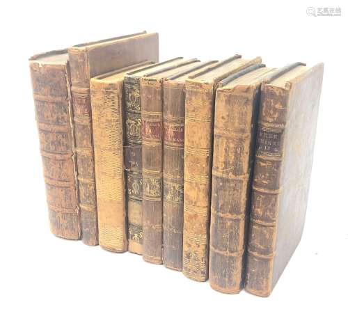 Nine 18th/early19th century full leather bound books including L'Iliade D'Homere. 1711. Paris, The