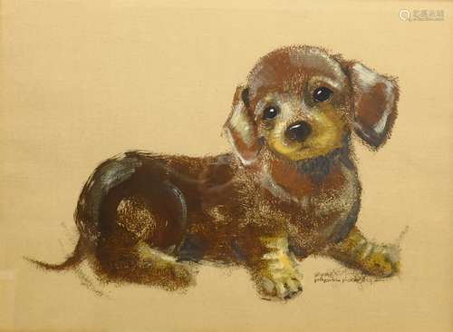 Pollyanna Pickering (British 1942-2018): Study of a Puppy, mixed media signed 44cm x 60cm