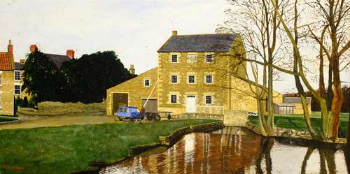 Tom S Hoy (British 20th century): West 'Ayton Mill' near Scarborough, acrylic on board signed, title