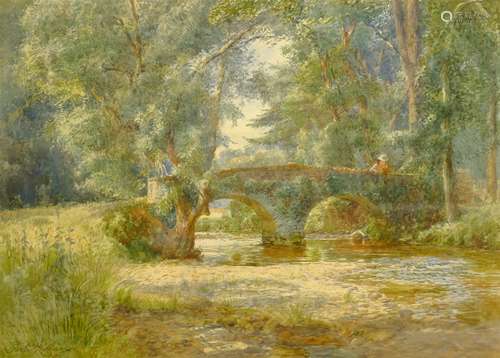 English School (Early 20th century): Packhorse Bridge Devon, watercolour indistinctly signed and da