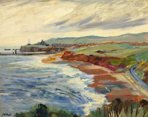 Joan M Pook (British 1927-2011): 'Whitby' from Lythe Bank, oil on board signed, title label verso 34