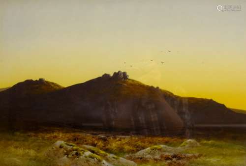 Charles Edward Brittan Jnr (British 1870-1949): Sunset over Merrivale, Devon, watercolour signed 35