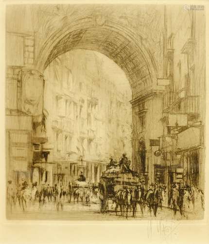 William Walcot (British 1874-1943): 'Arc San Carlo, Naples', drypoint etching signed in pencil pub.