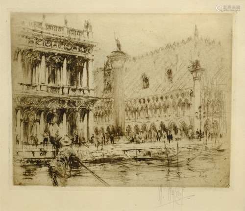 William Walcot (British 1874-1943): 'Piazza San Marco, Venice', drypoint etching signed in pencil p