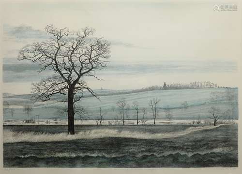 George Guest (British 1935-): 'Monumental Landscape', limited edition lithograph pub. Christie's Con