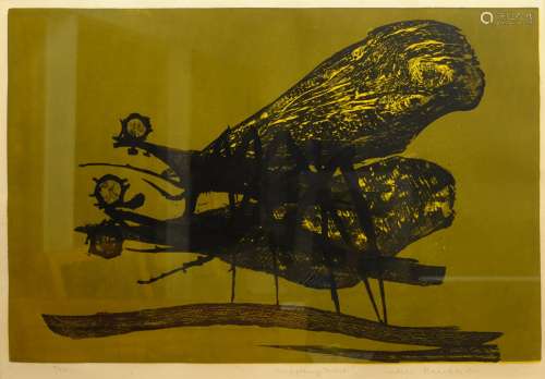 Tadek Beutlich (Polish/British 1922-2011): 'Two Fighting Insects', woodcut signed, titled and numbe