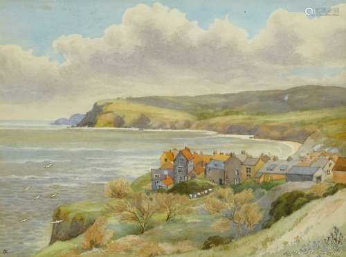 Ralph W Clarke (British 20th century): 'Robin Hood's Bay', watercolour signed and dated 1963, titled