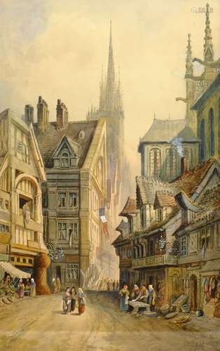 Charles James Keats (British 19th century): 'Rouen', watercolour signed, titled and dated 1885, 49cm