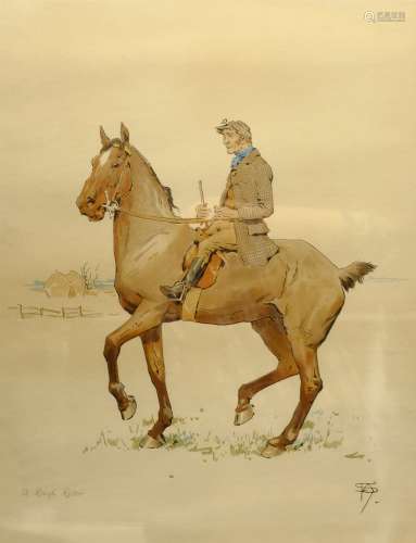 After Edward Algernon Stuart Douglas (British 1850-1920): 'A Rough Rider', colour lithograph 53cm x