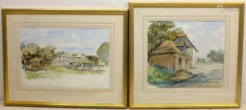 Peter Abnett (British Contemporary): 'Benty Grange Derbyshire' and Kent Farmhouse, two watercolours