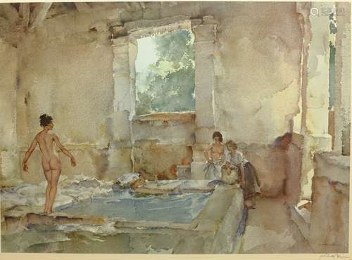 William Russell Flint (British 1880-1941): 'Lavoir La Bastide', colour print signed in pencil with F