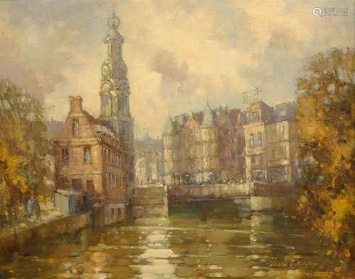 Donald Gray Midgely (British 1918-1995): 'The Mint Tower Amsterdam', oil on board signed and dated '