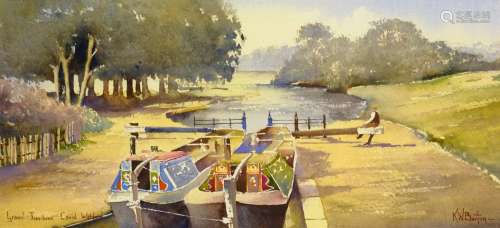 Kenneth W Burton (British 1946-): 'Grand Junction Canal Watford', watercolour signed and titled Pr