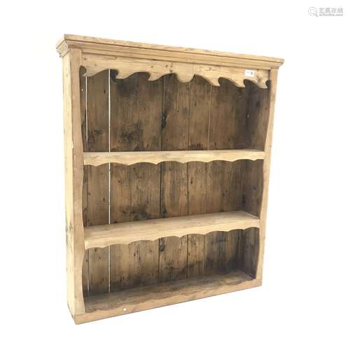 Traditional pine three tier wall rack, W80cm, D17cm, H91cm