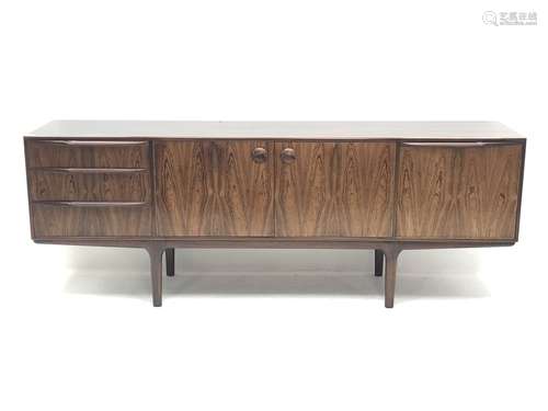 AH McIntosh - 1970s rosewood sideboard fitted with three drawers, double cupboard and fall front com