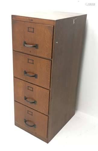 Abbess vintage oak filing cabinet, four drawers, W49cm, H130cm, D66cm