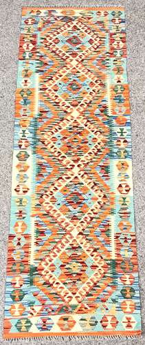 Chobi Kilim multi-coloured runner rug, 204cm x 66cm