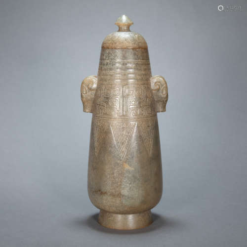 ANCIENT CHINESE HETIAN JADE CARVED AMPHORA