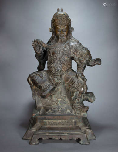 ANCIENT CHINESE BRONZE STATUE OF GUAN GONG