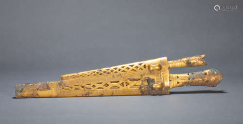 ANCIENT CHINESE GILT BRONZE SWORD COMBINATION