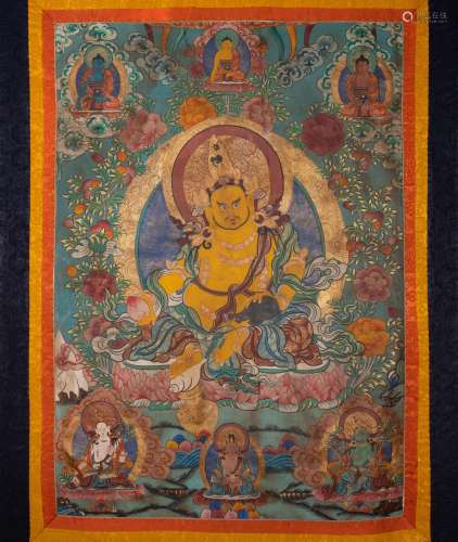 ANCIENT CHINESE COWHIDE THANGKA