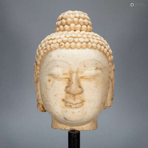 ANCIENT CHINESE WHITE MARBLE BUDDHA HEAD