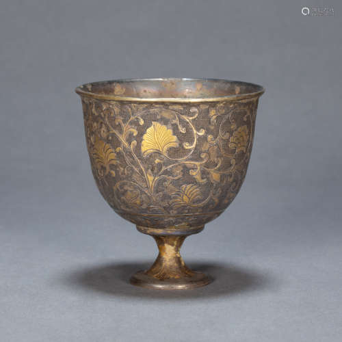 ANCIENT CHINESE GILT SILVER GOBLET