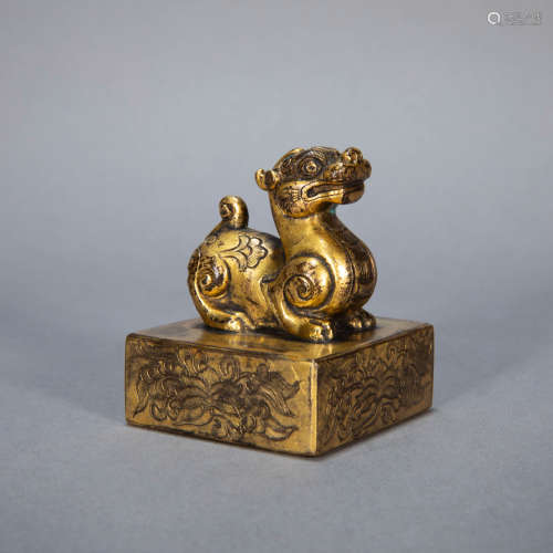 ANCIENT CHINESE GILT BRONZE SEAL