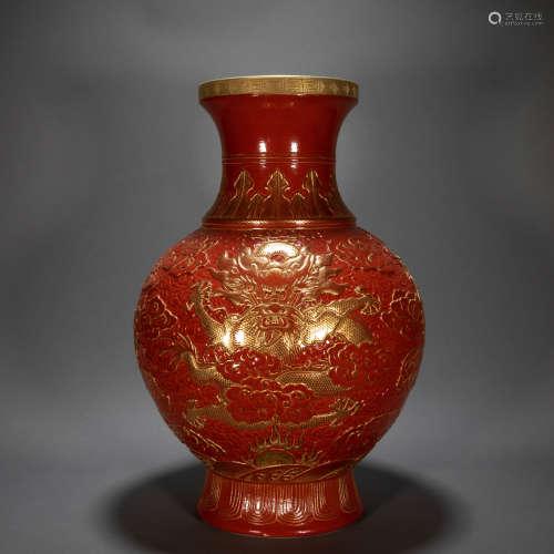 ANCIENT CHINESE RED-GLAZED VASE