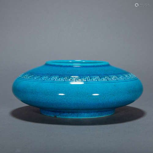 ANCIENT CHINESE BLUE GLAZED WATER BOWL