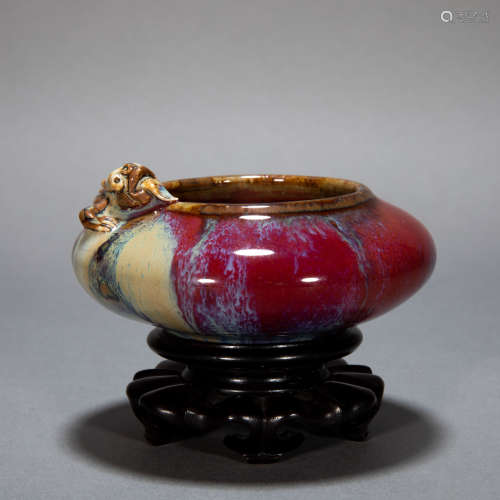 ANCIENT CHINESE VARIABLE COLOUR GLAZED WATER BOWL