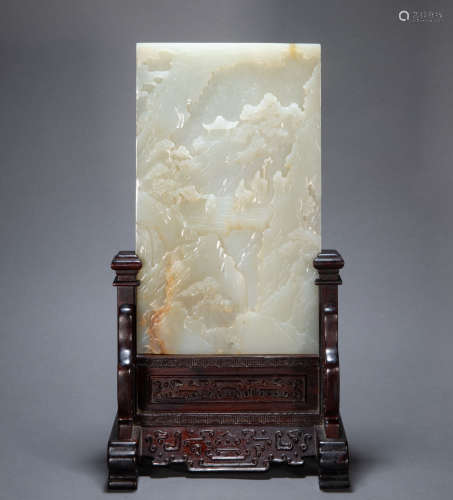 ANCIENT CHINESE HETIAN JADE TABLE SCREEN