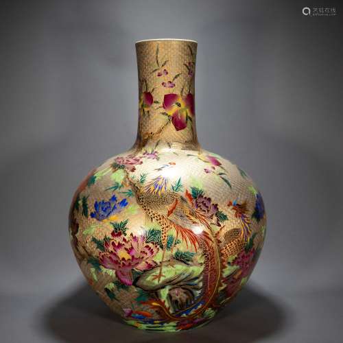 ANCIENT CHINESE FAMILLE ROSE CELESTIAL BOTTLE