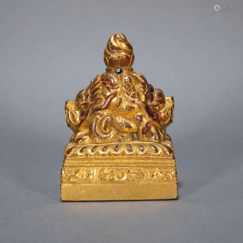 ANCIENT CHINESE GILT BRONZE SEAL