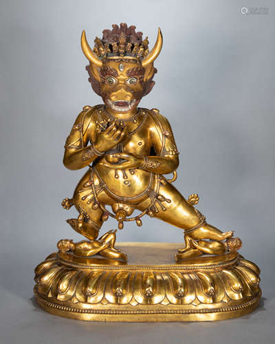 ANCIENT CHINESE GILT BRONZE BUDDHA STATUE