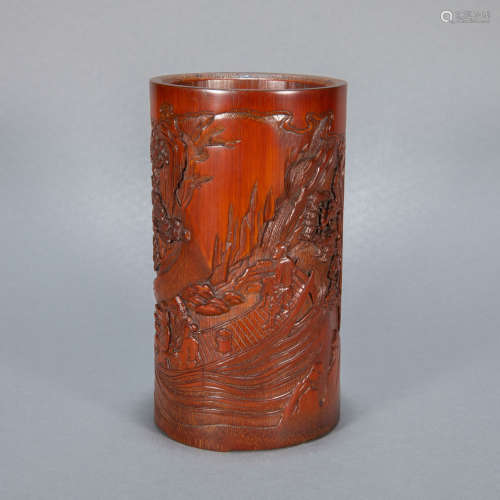 CHINESE ANCIENT BAMBOO CARVING PEN HOLDER