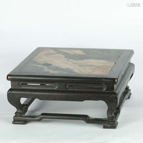 Qing Dynasty - Narra Wood with Stone Inlay Table