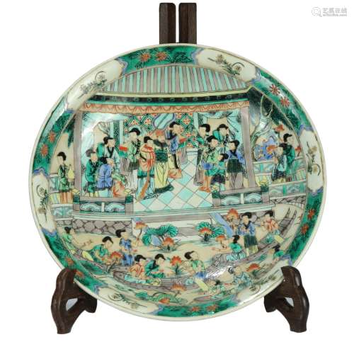 Qing Dynasty - Colored Plate with Figures