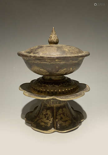 Tang Dynasty - Silver Gilt Bowl with Stand