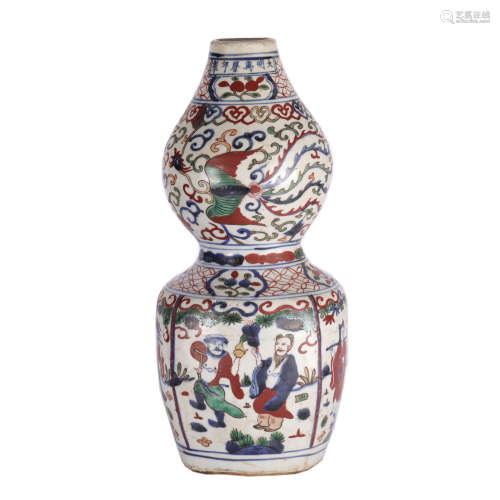 Qing Dynasty - Colored Vase with Eight Immortals