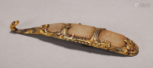 Warring State - Gilt with Jade Inlay Buckle