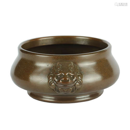 Qing Dynasty - Bronze Censer with Carvings