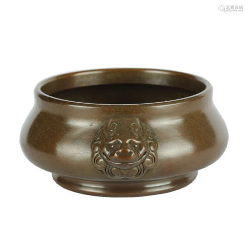 Qing Dynasty - Bronze Censer with Carvings