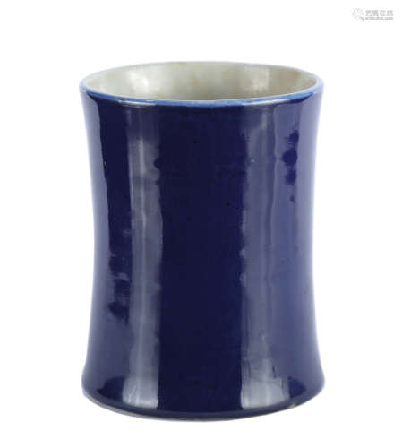 Qing Dynasty - Blue Glaze Brush Holder
