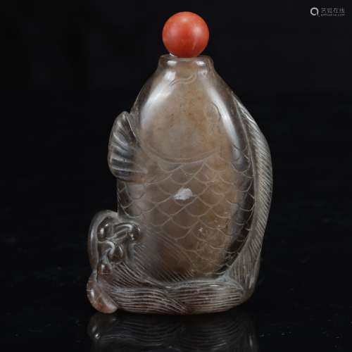 Qing Dynasty - Rutilated Quartz Snuff Bottle