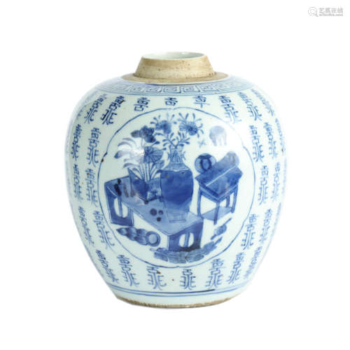 Qing Dynasty - Blue and White Porcelain Jar