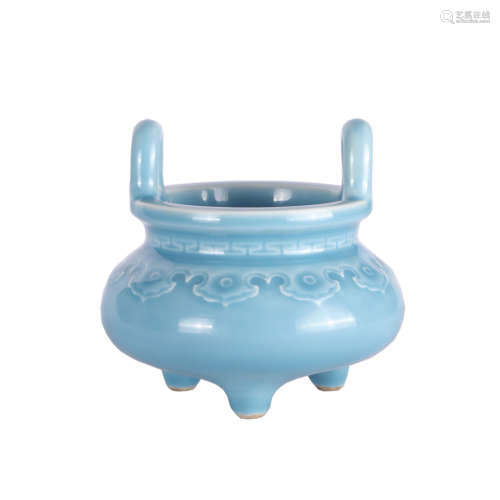 Qing Dynasty - Blue Glaze Censer